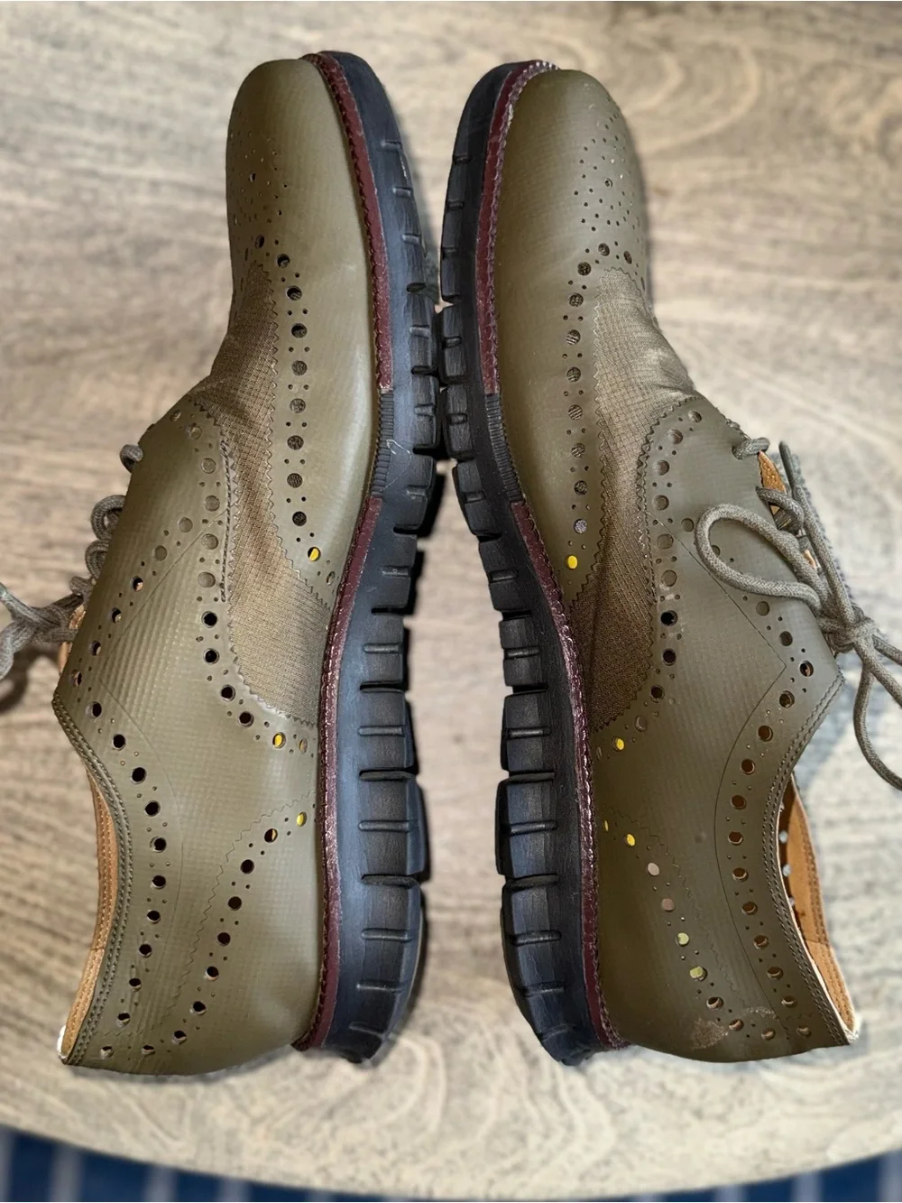 Cole Haan Olive Wingtip Derby Shoes
